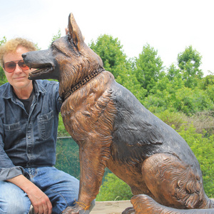 Factory custom Bronze German Shepherd Military Dog Memorial Statue