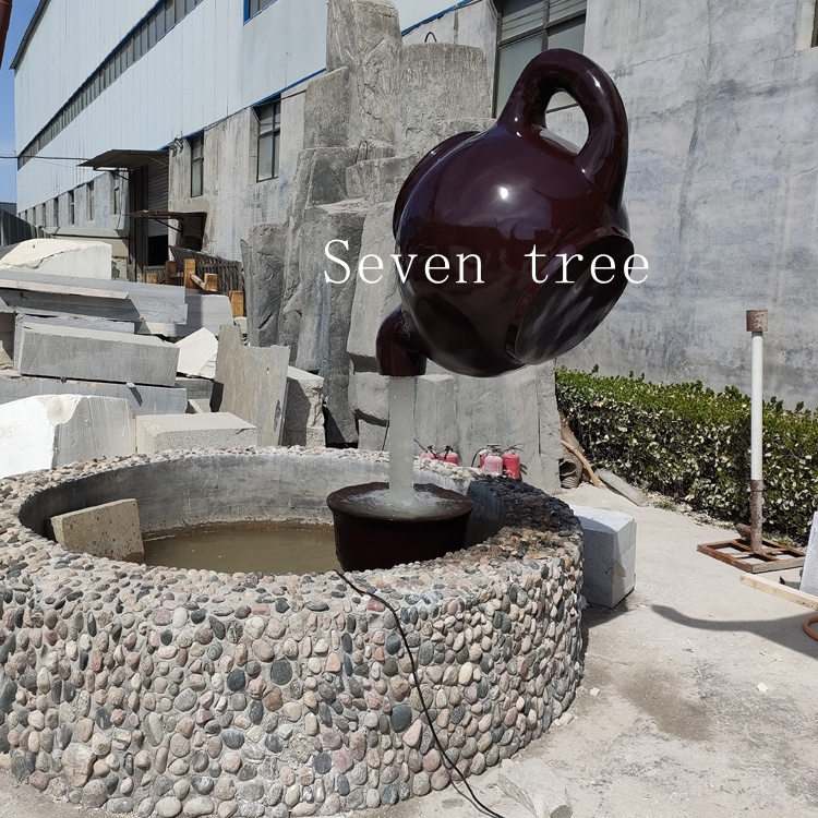 outdoor Urban public art garden decoration  large Fiberglass Giant teapot sculpture for  fountain sculpture