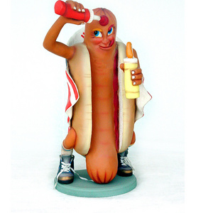 Best selling items Outdoor Decoration  cartoon character  Fiberglass Hot Dog Man statue for sale