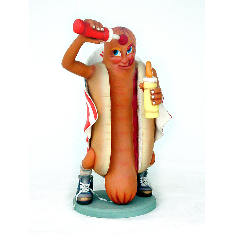 Best selling items Outdoor Decoration  cartoon character  Fiberglass Hot Dog Man statue for sale