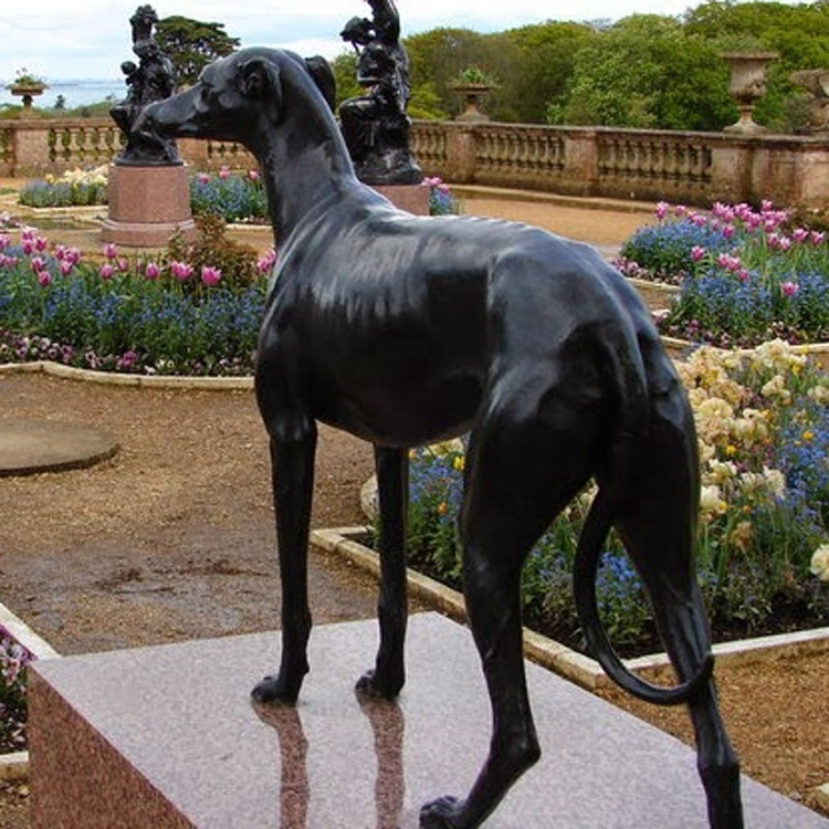 Outdoor garden decoration metal life size great greyhound dane sculpture cast bronze dog