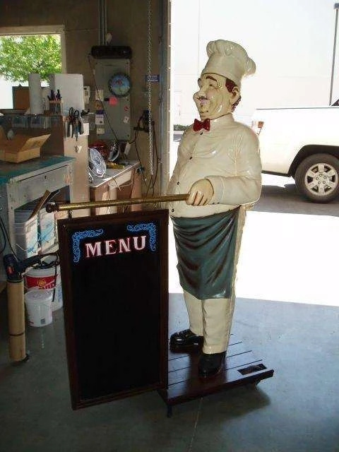 Restaurant Decoration Resin Cook Sculpture  Fiberglass life size ffiberglass chef statue