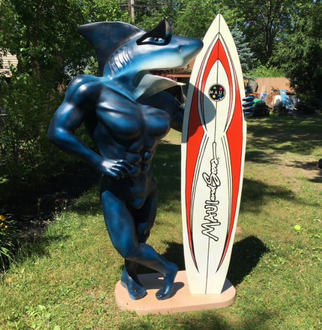 Outdoor Decoration garden Sculpture  Fiberglass Shark Man Statu  for sale