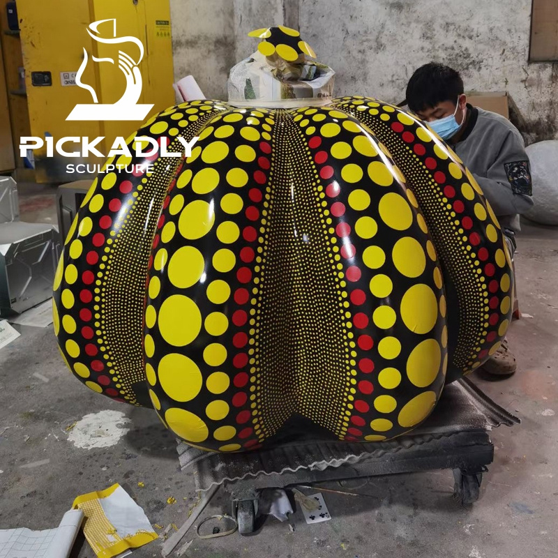 High Quality popular Outdoor Garden Colorful giant fiberglass pumpkin sculpture for sale