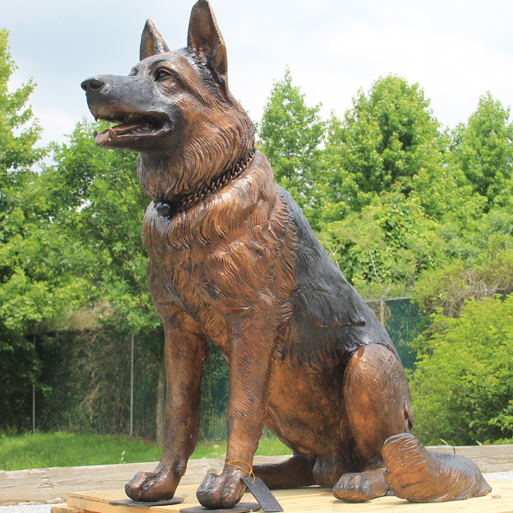 Factory custom Bronze German Shepherd Military Dog Memorial Statue