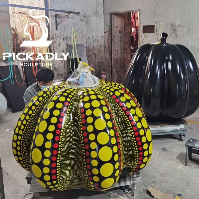 High Quality popular Outdoor Garden Colorful giant fiberglass pumpkin sculpture for sale