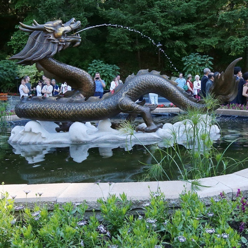 customized outdoor decoration large animal dragon fountain bronze sculpture