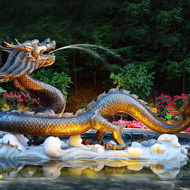 customized outdoor decoration large animal dragon fountain bronze sculpture