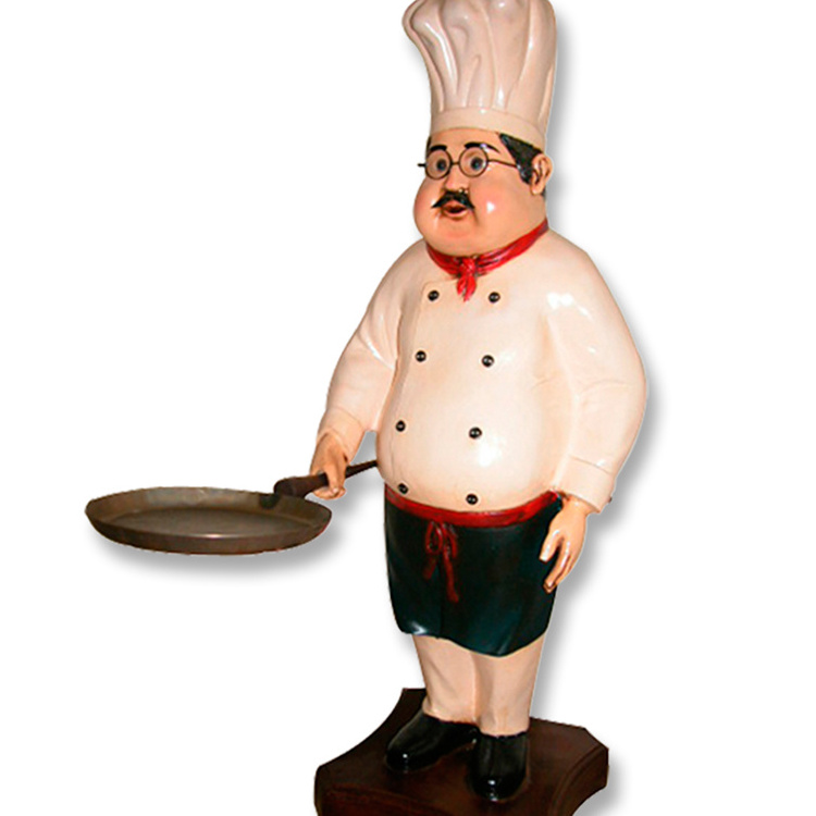 Restaurant Decoration Resin Cook Sculpture  Fiberglass life size ffiberglass chef statue