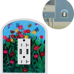 High End Tulip Outlet Cover 1-Gang + Outlet 2 USB 125V 20A Made From Durable Material Polycarbonate Thermoplastic