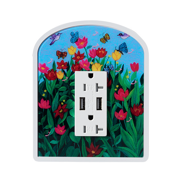 High End Tulip Outlet Cover 1-Gang + Outlet 2 USB 125V 20A Resistance To Strong Impacts And Abrasion