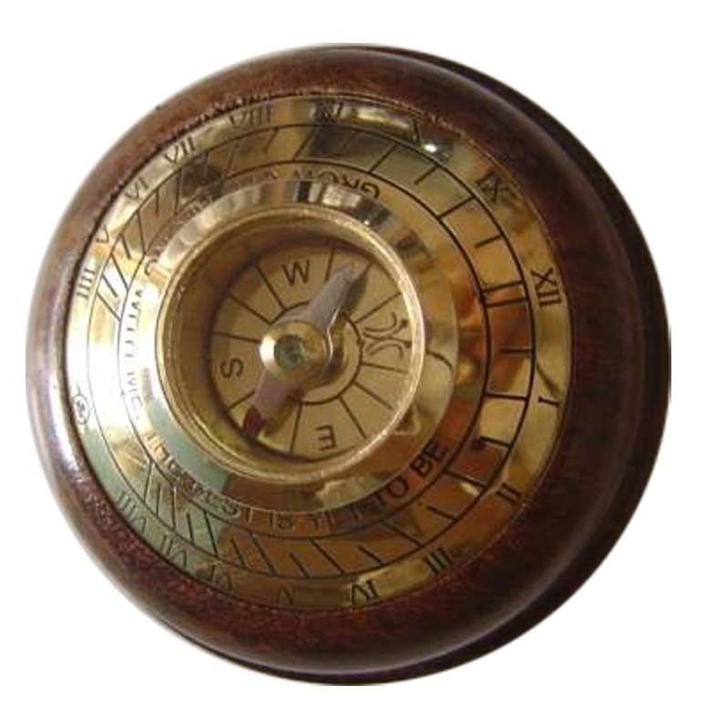 Compass on Wooden Base Personalized Brass Compass in Wood or Leather Box Nautical Maritime Navigation Directional Brass Compass