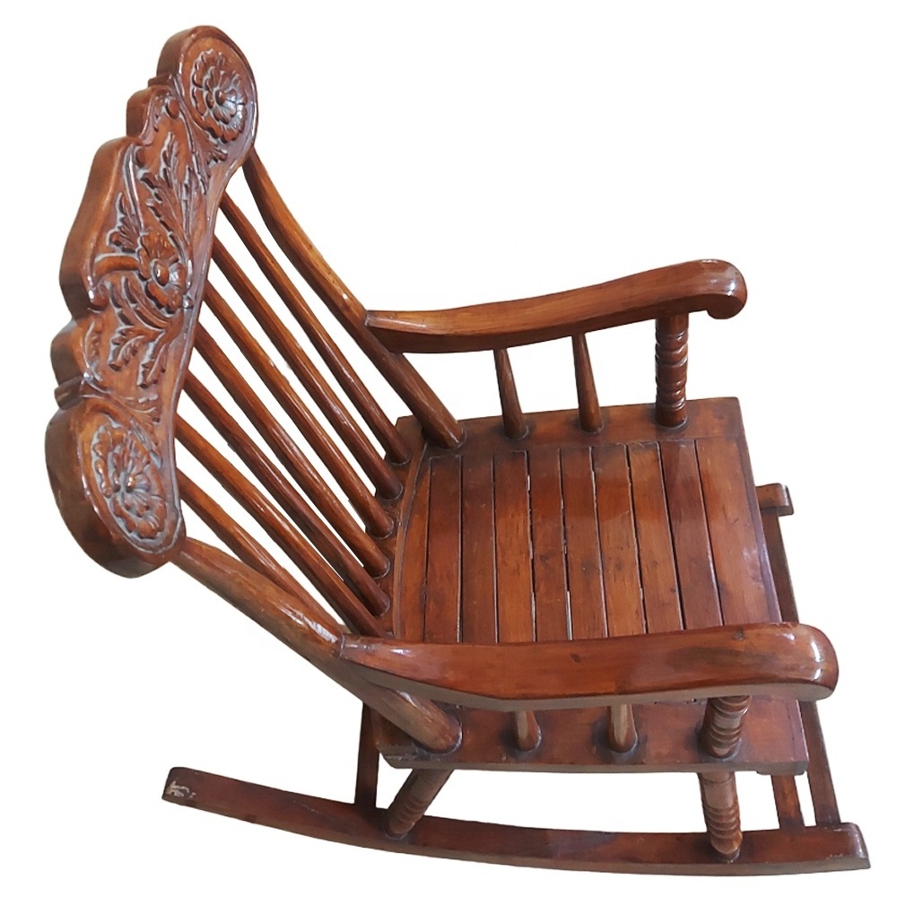 Solid Wood Retro Wheel Rocking Chair, Premium Quality Rocking Chair, Comfortable Wood Rocking Chair Wrought Iron Rocking Chairs