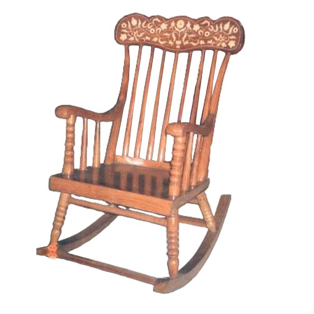 Solid Wood Retro Wheel Rocking Chair, Premium Quality Rocking Chair, Comfortable Wood Rocking Chair Wrought Iron Rocking Chairs