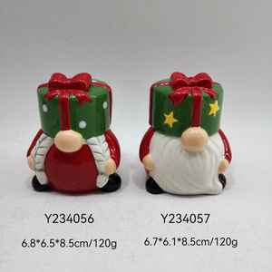 Santa shaped ceramic salt and pepper shaker