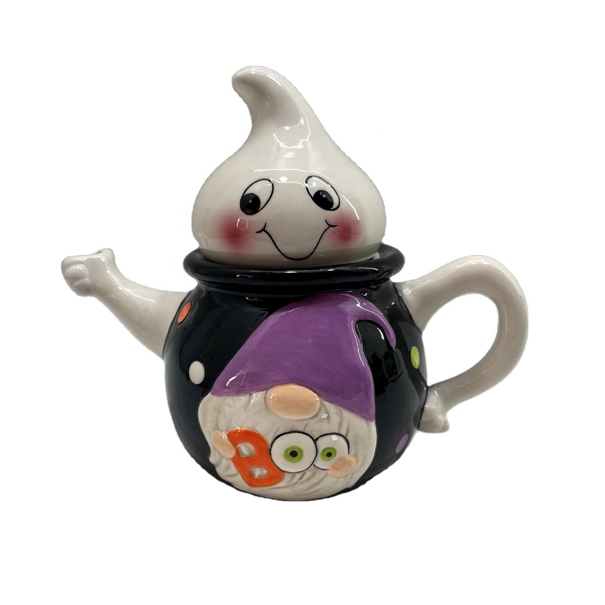 Hand-painted funny ghost shaped ceramic teapot