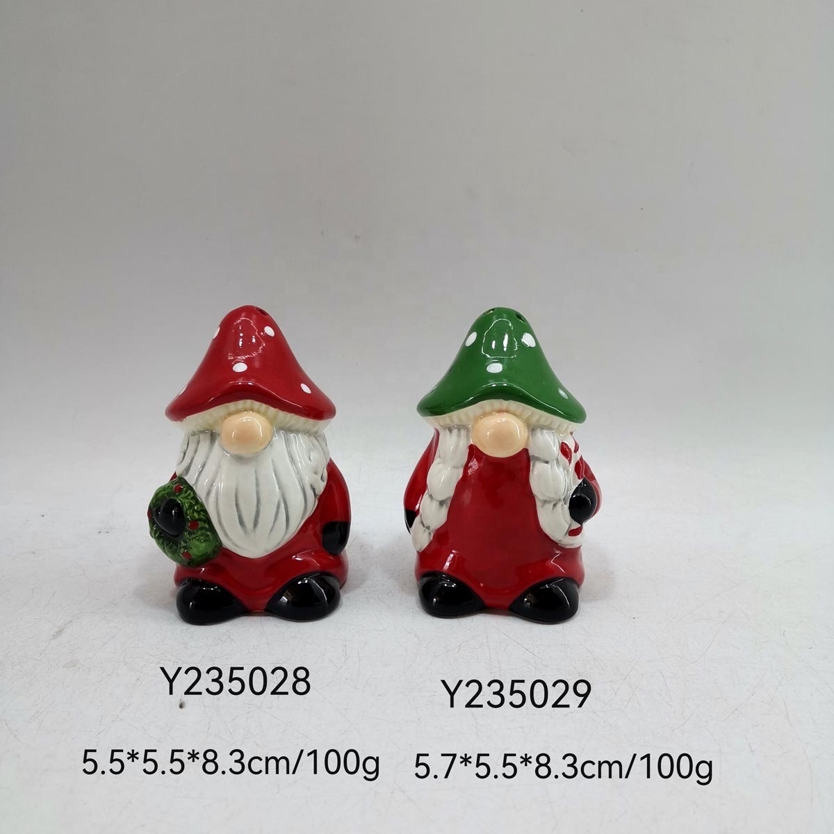 Santa shaped ceramic salt and pepper shaker