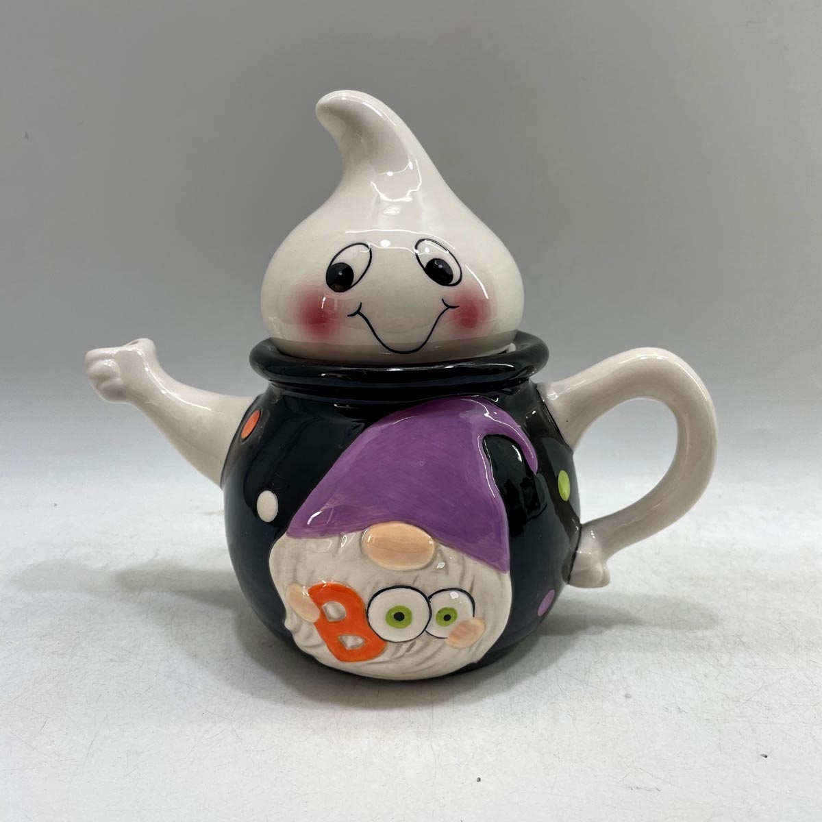 Hand-painted funny ghost shaped ceramic teapot