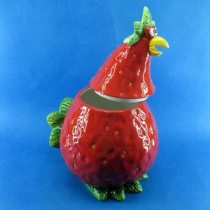 Hand painted ceramic animal shaped cookie jar