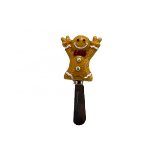 Christmas decorative cheese spreader with ceramic handle