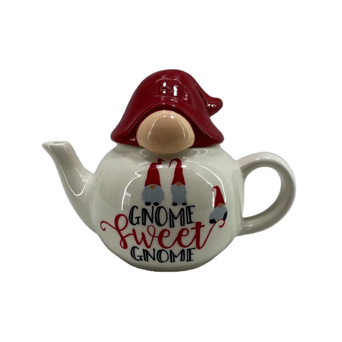 Gnome-shaped ceramic kettle for holiday decoration