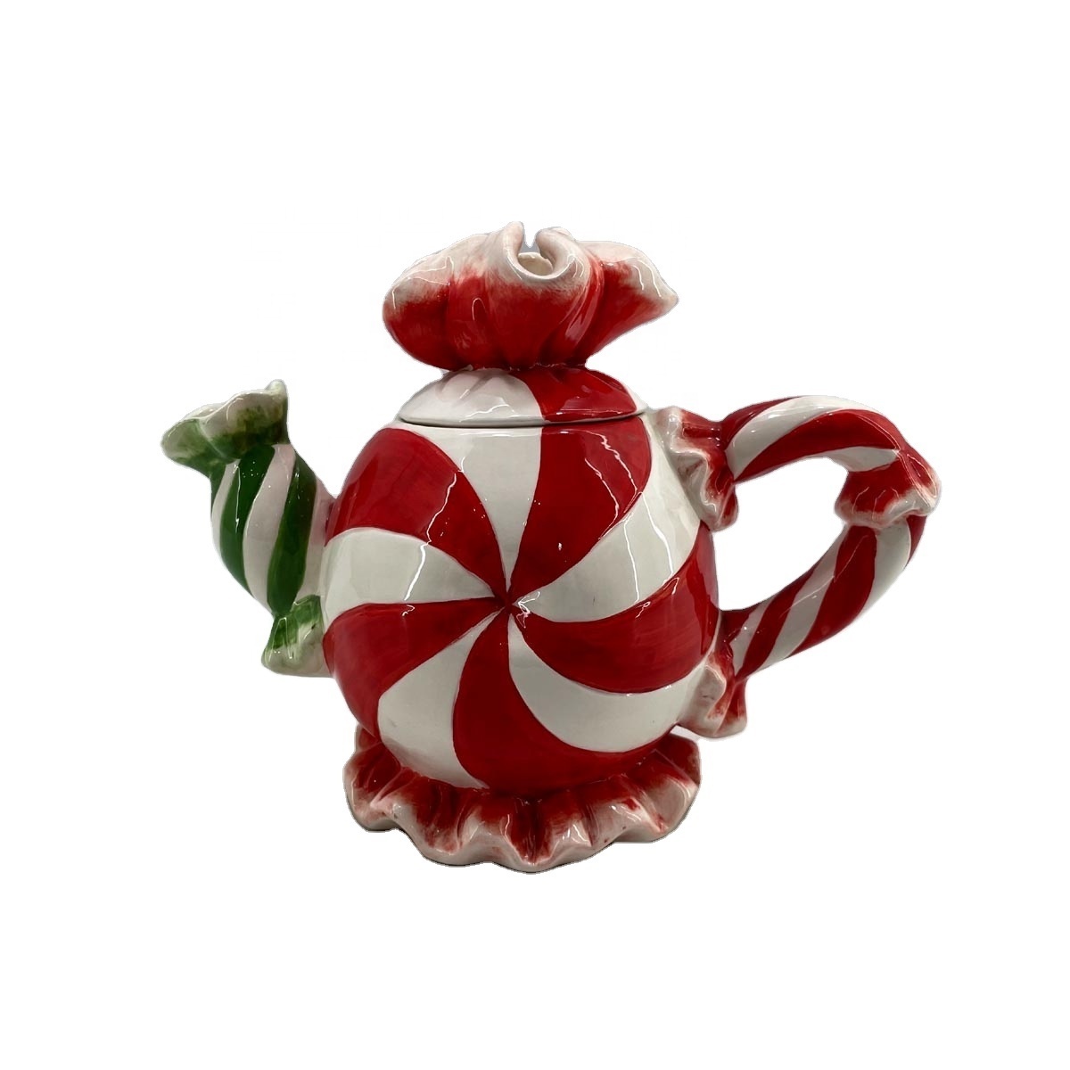 Hand-painted ceramic kettle for holiday decoration