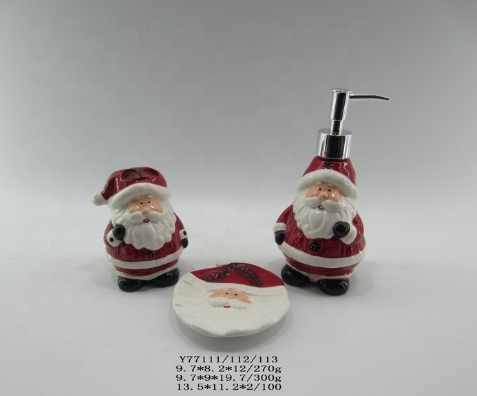 2019 Christmas decorative ceramic 3pcs bathroom accessory set