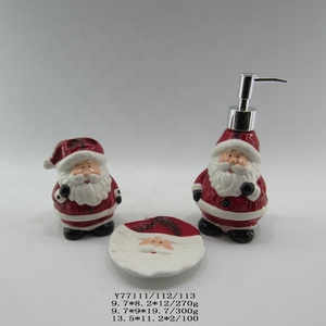 2019 Christmas decorative ceramic 3pcs bathroom accessory set