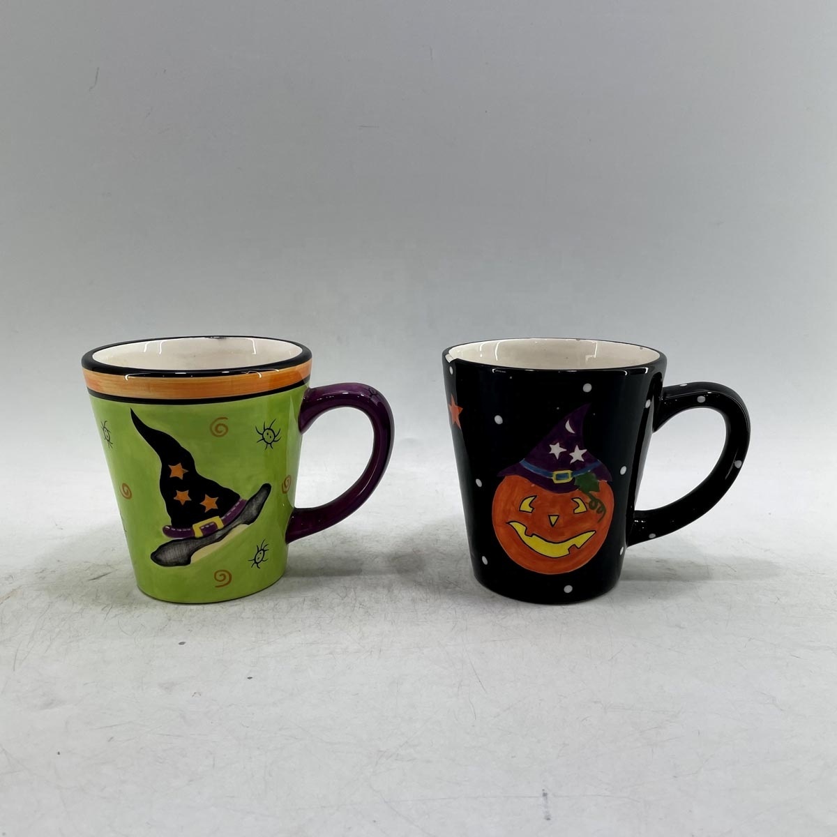 Candy shaped ceramic coffee mug with bat decoration