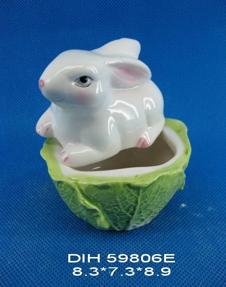 Hand painted ceramic animal shaped cookie jar