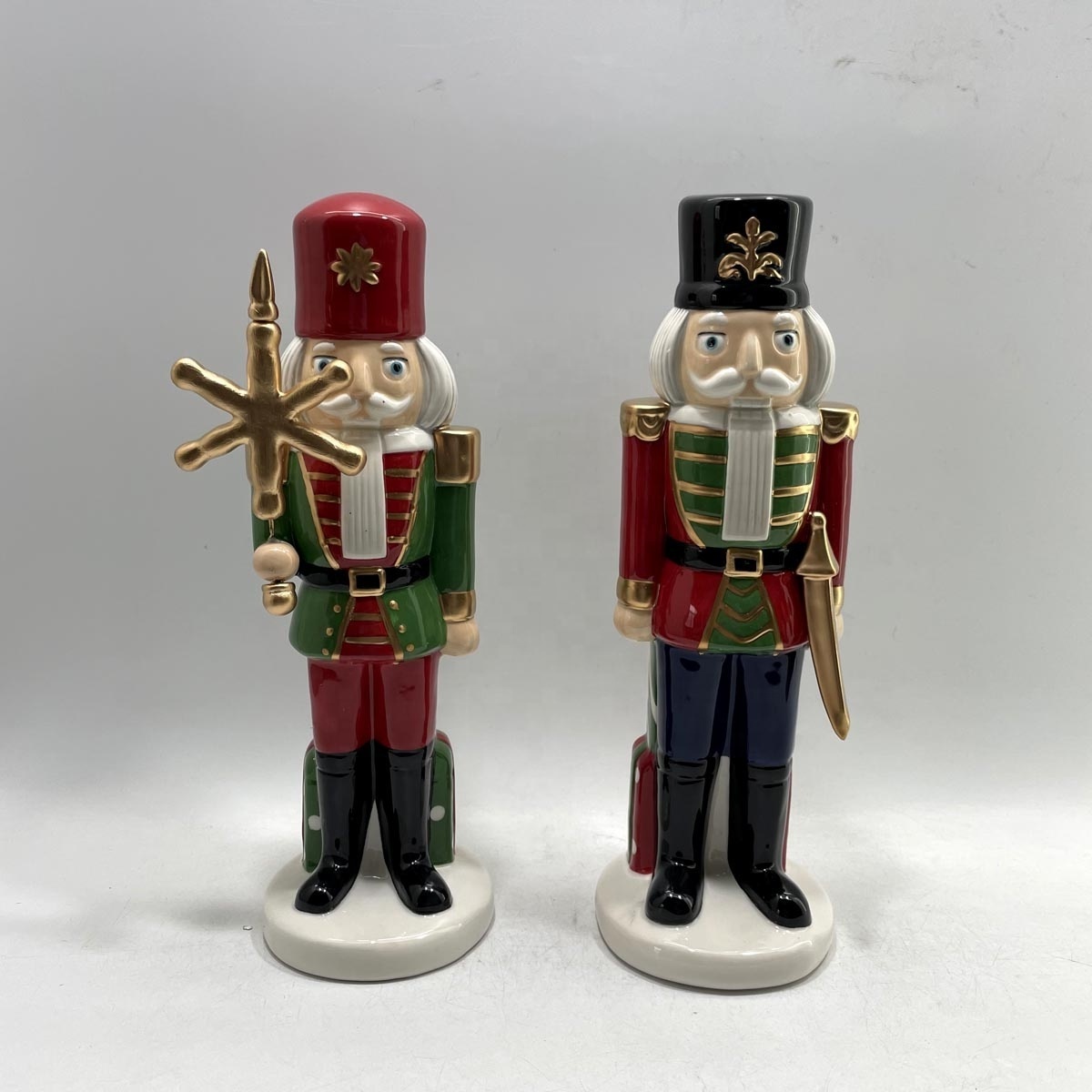 Hand painted ceramic 11 inch Christmas nutcracker