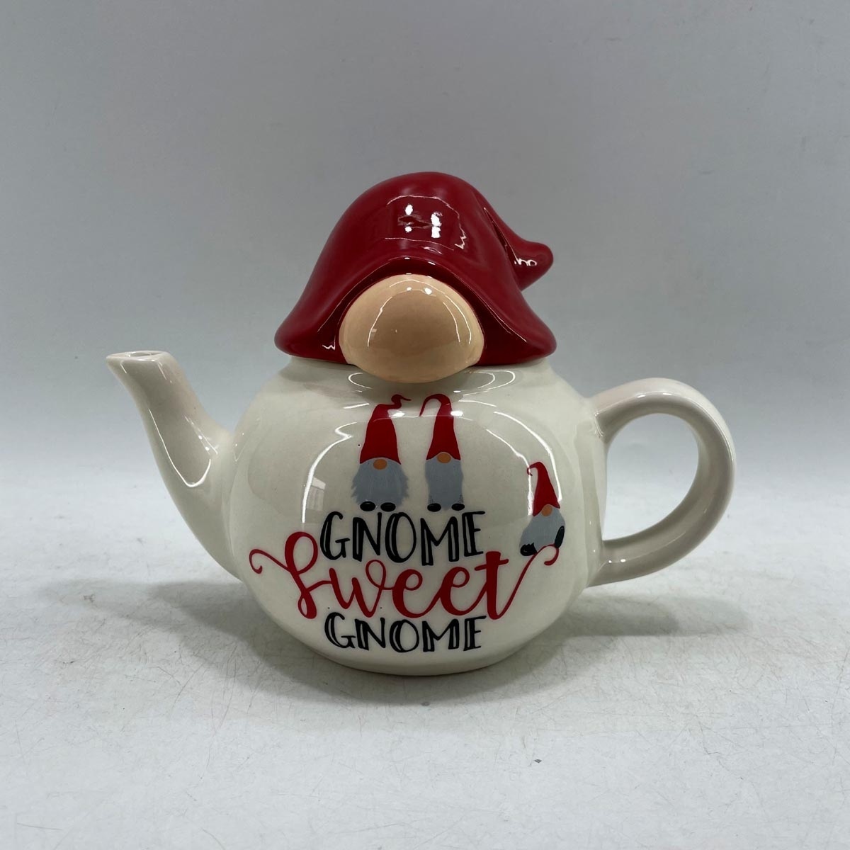 Gnome-shaped ceramic kettle for holiday decoration