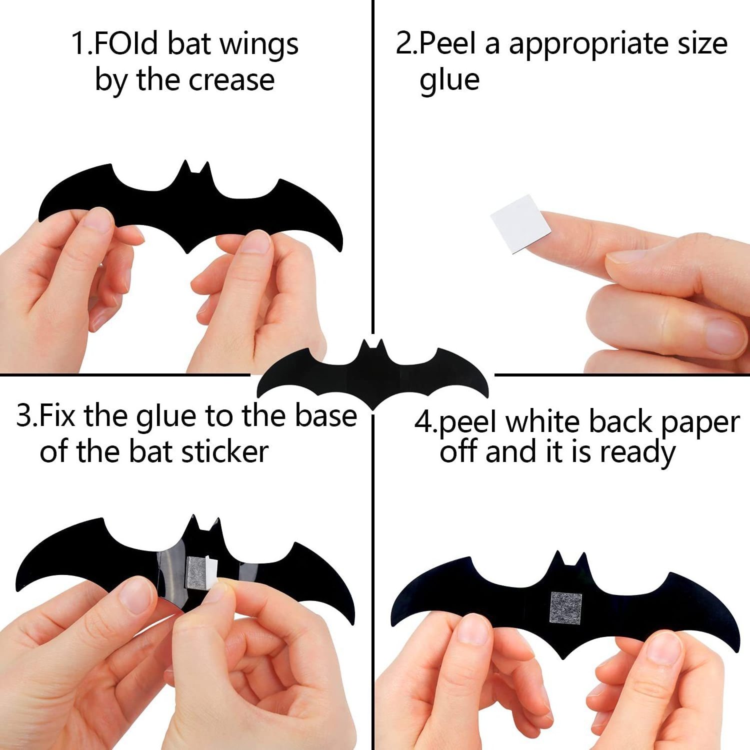 12pcs Bats Sticker 4 Sizes Bat 3D PVC Halloween Wall Decoration Set For Halloween Bar Haunted House Decoration Party Ornament