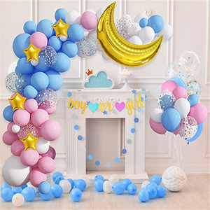 Blue Pink Balloon Garland Arch Kit Golden Moon Balloon Gender Reveal Birthday Baby Shower Party