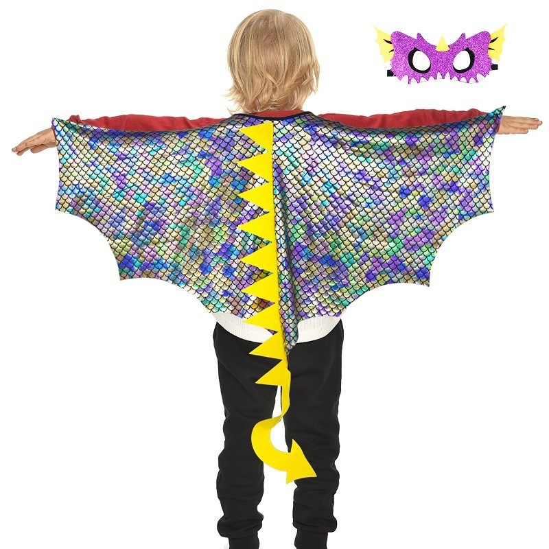 Halloween children's dinosaur capes Mask Tail Sparkly Pterosaurs performing wings Boys and girls performing toddler costumes