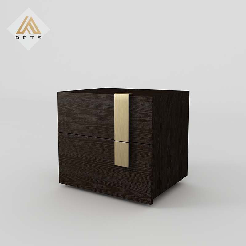 New arrival luxury modern design nightstand with drawer   hidden metal handle bedroom set bed side table