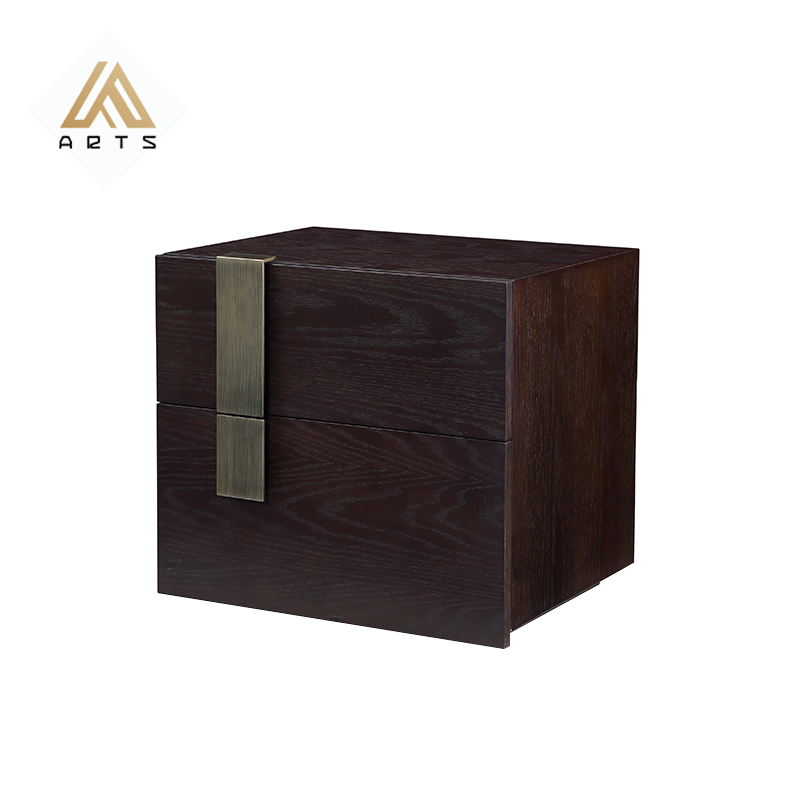 New arrival luxury modern design nightstand with drawer   hidden metal handle bedroom set bed side table