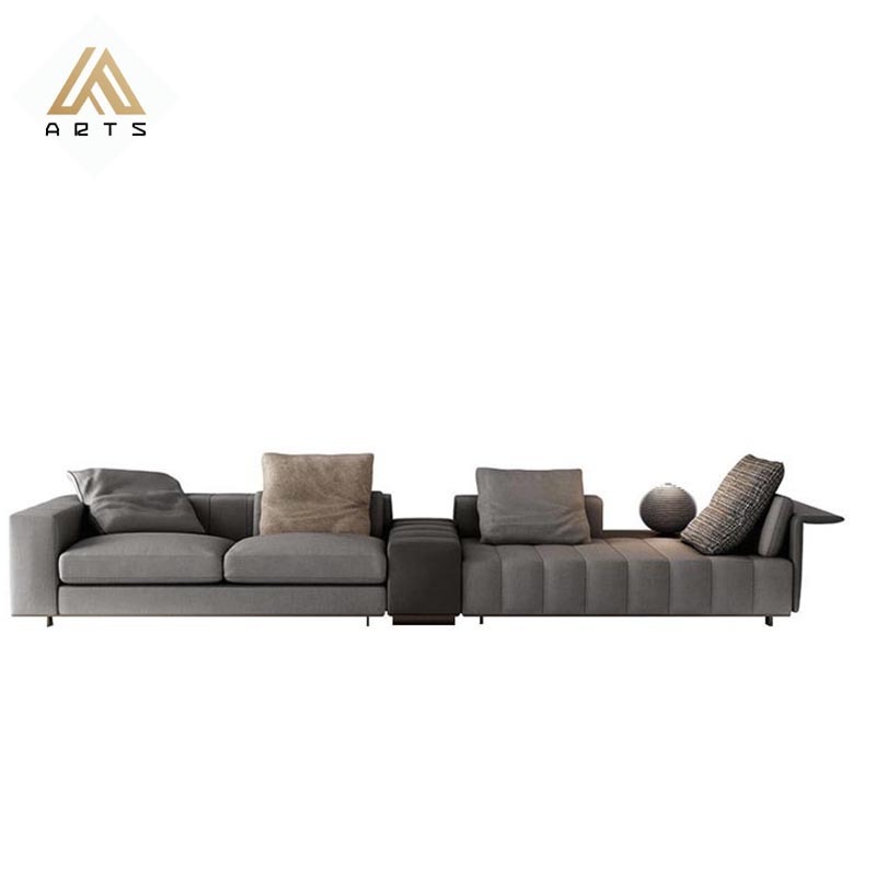 Luxury living room  L shape sofa 7 seats Italian design living room sectional top genuine leather  fabric sofa set furniture