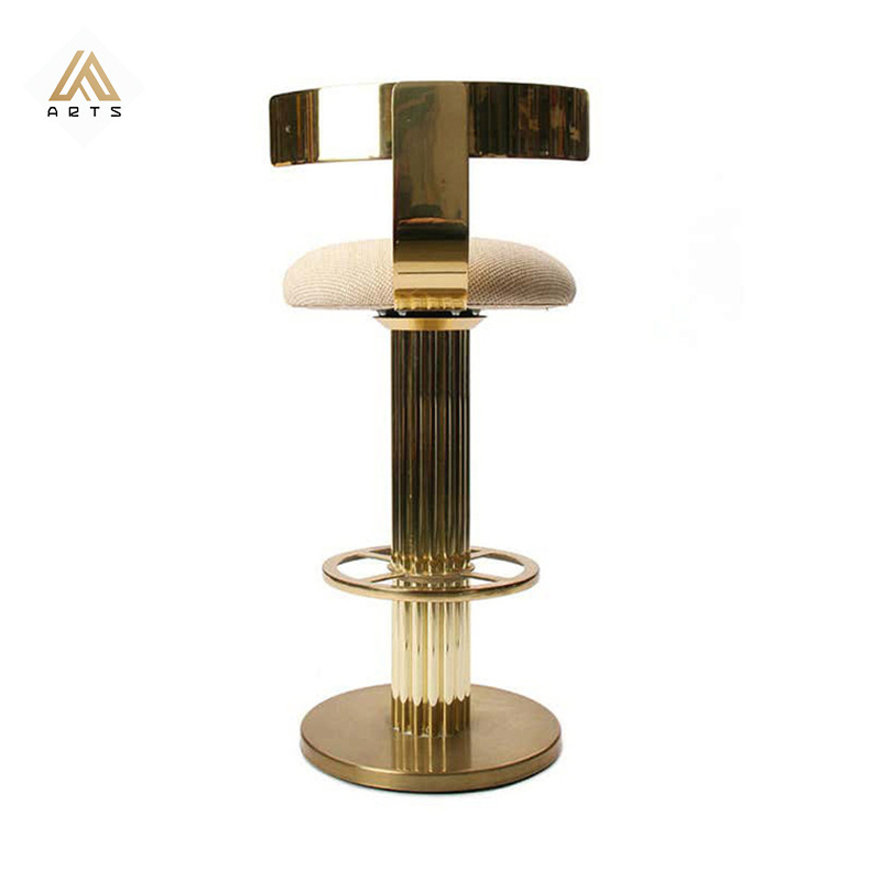 Latest Italian Luxury Modern Design Brass fabric High Bar Stool Designer Unique Bar Chair