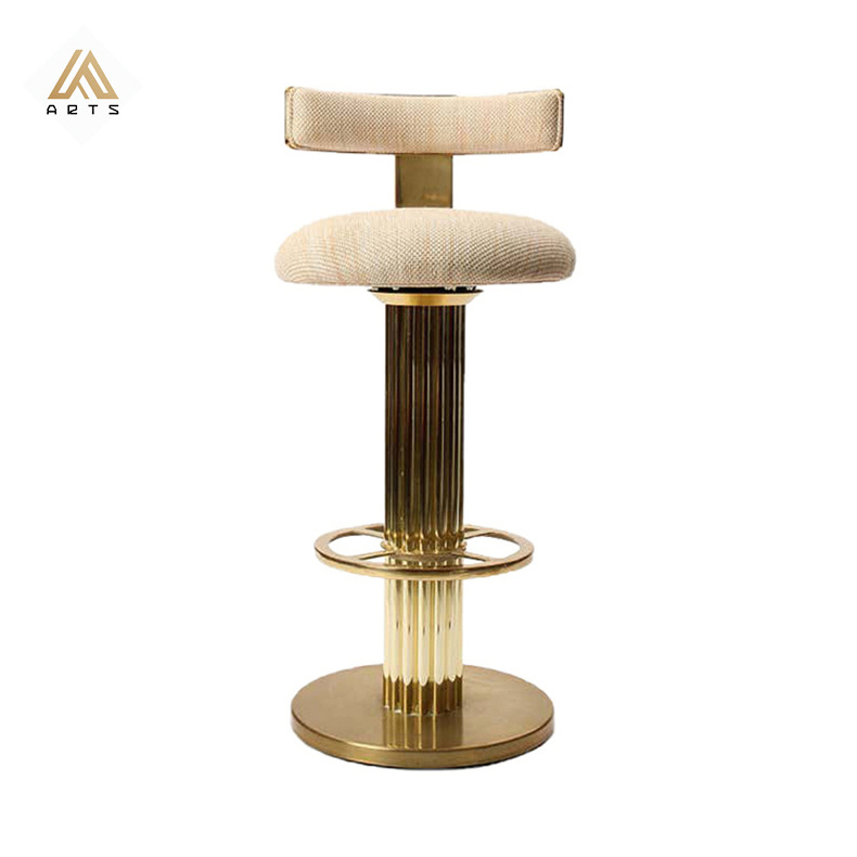 Latest Italian Luxury Modern Design Brass fabric High Bar Stool Designer Unique Bar Chair