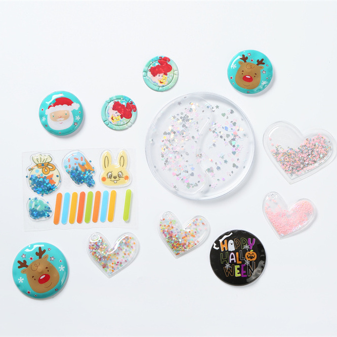 Custom Promotional 3D Bubble PVC Sticker Flash Stars Inside Shake me Glitter Blister Stickers