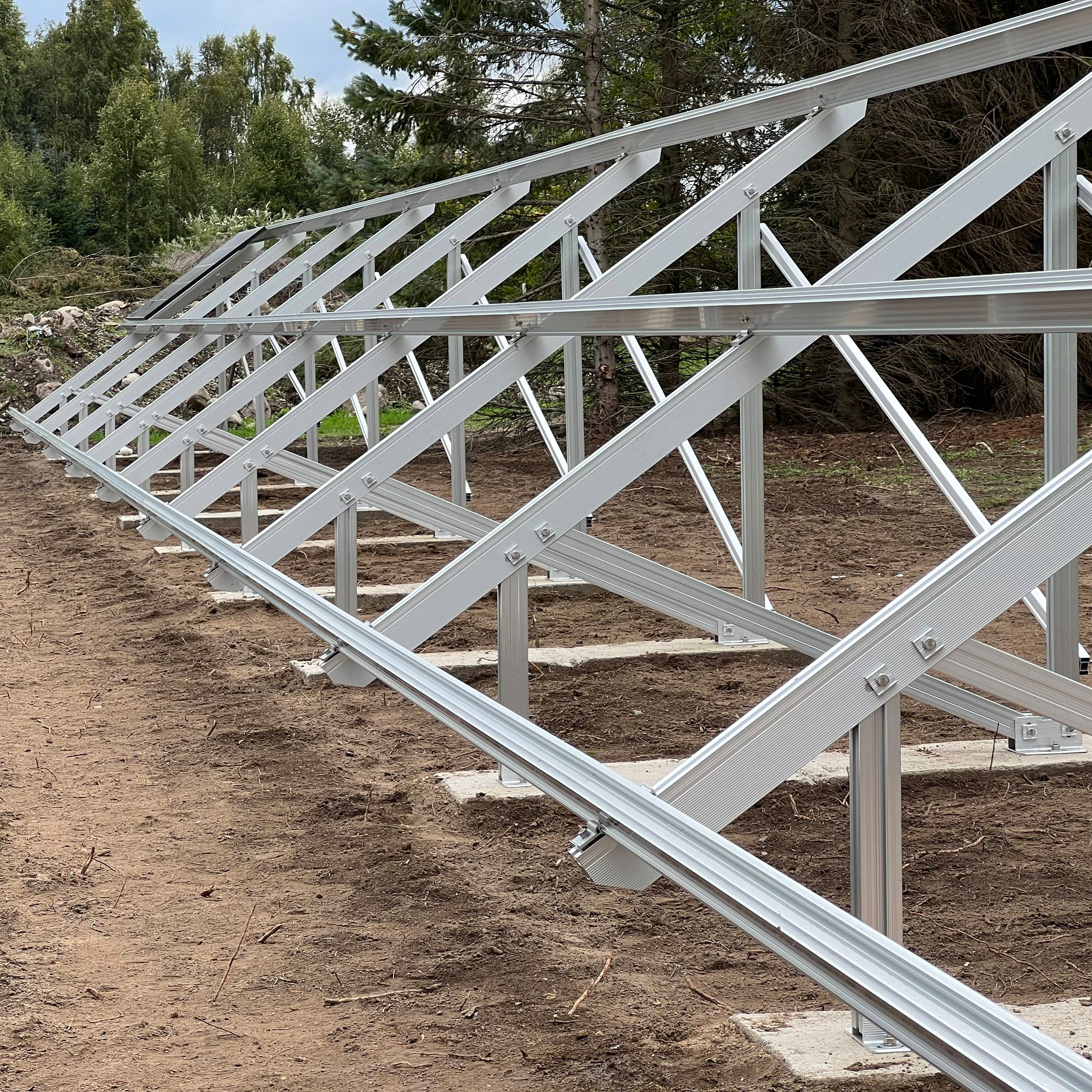 Driven pile foundation pv panel support  racking aluminum ground solar stands