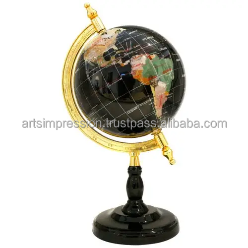 Brass table top Globe beautiful Quality world map globe Office Decorative Globe on black Stand geography and teaching resources