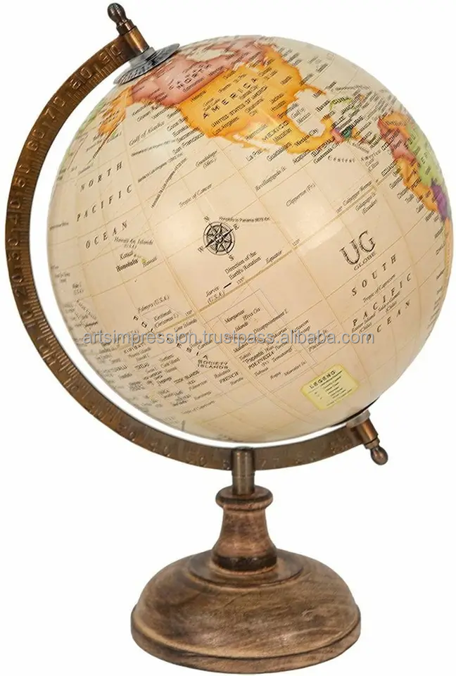 Brass est quality world map globe Office Decorative Globe on black Stand geography antique metal aluminium  base custom design