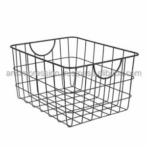 Iron Rectangle Fruit Basket Black Color Standard Size Storage Basket And Wire Basket For Kitchen Storage Handmade Customized