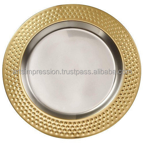 2023 New Model & Fancy Latest Design Metal & Mother Of Pearl Charger Plate/Show Plate For Restaurant And Wedding Decor