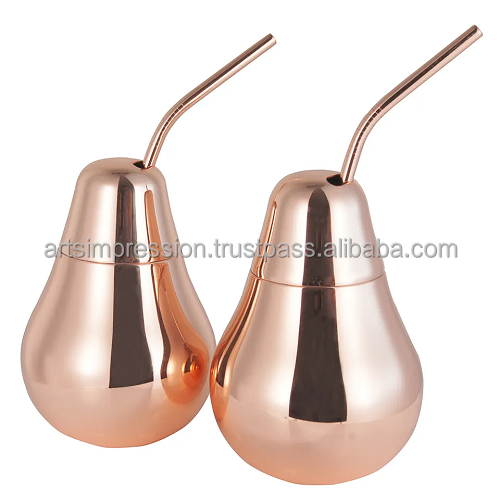 Current Stylish copper beer Drinking Mug  with Copper pipes round shape copper plated Stainless Steel handle Custom Brass hand