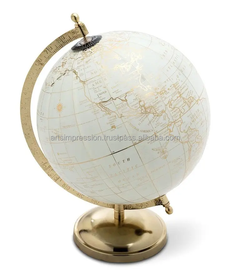 Brass est quality world map globe Office Decorative Globe on black Stand geography antique metal aluminium  base custom design