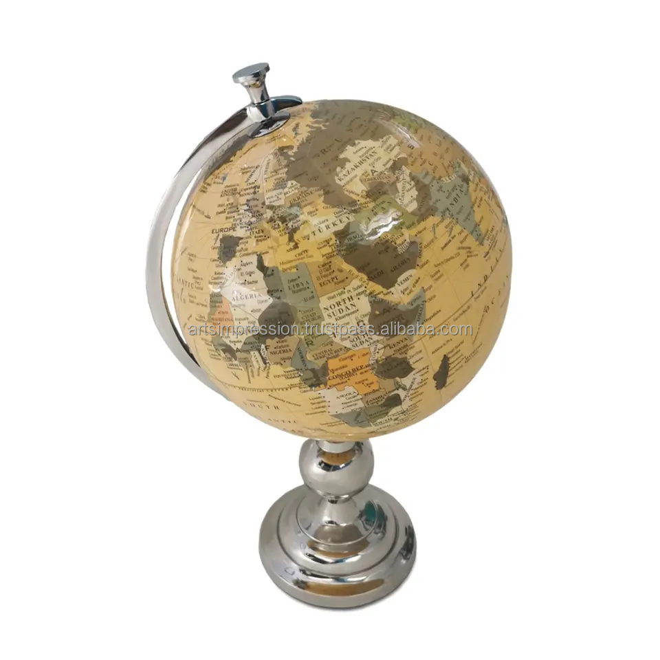 Brass table top Globe beautiful Quality world map globe Office Decorative Globe on black Stand geography and teaching resources