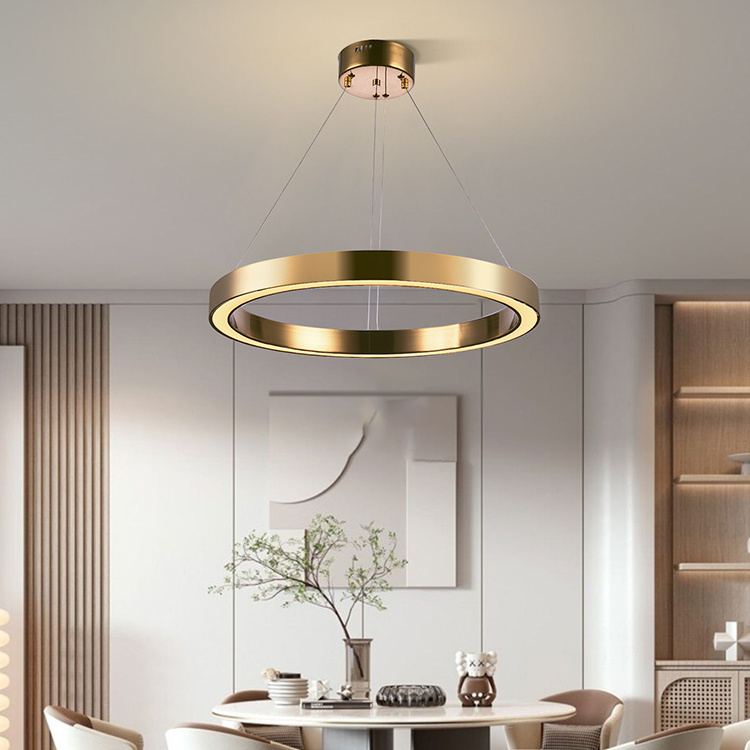 Modern Ceiling Hanging Acrylic Round Led Chandelier Pendant Light Fixture For Home Decor